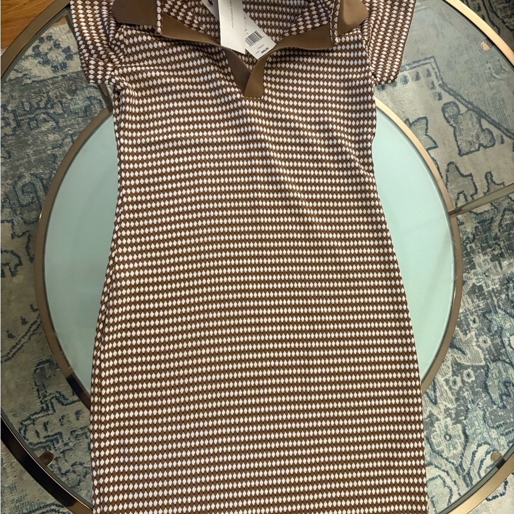 French connection, brown multi, Vienna jersey dress -size small NWT